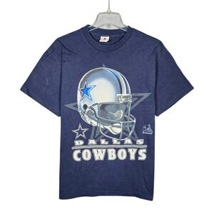 Vintage 90s Riddell Dallas Cowboys T-Shirt Mens Large Helmet Blue USA NFL Salem